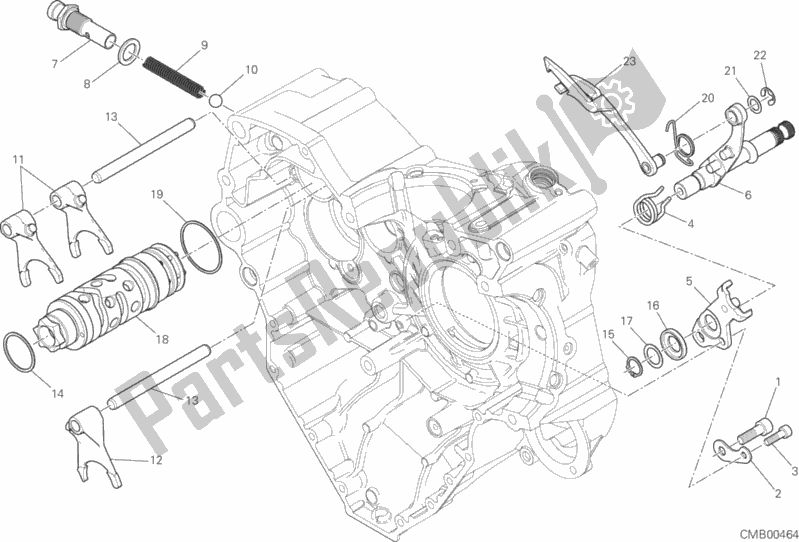 Todas as partes de Shift Cam - Garfo do Ducati Monster 1200 R USA 2018